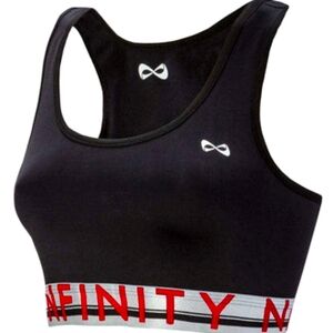 (Size Small) Nfinity cheerleader padded sports bra black & red letters